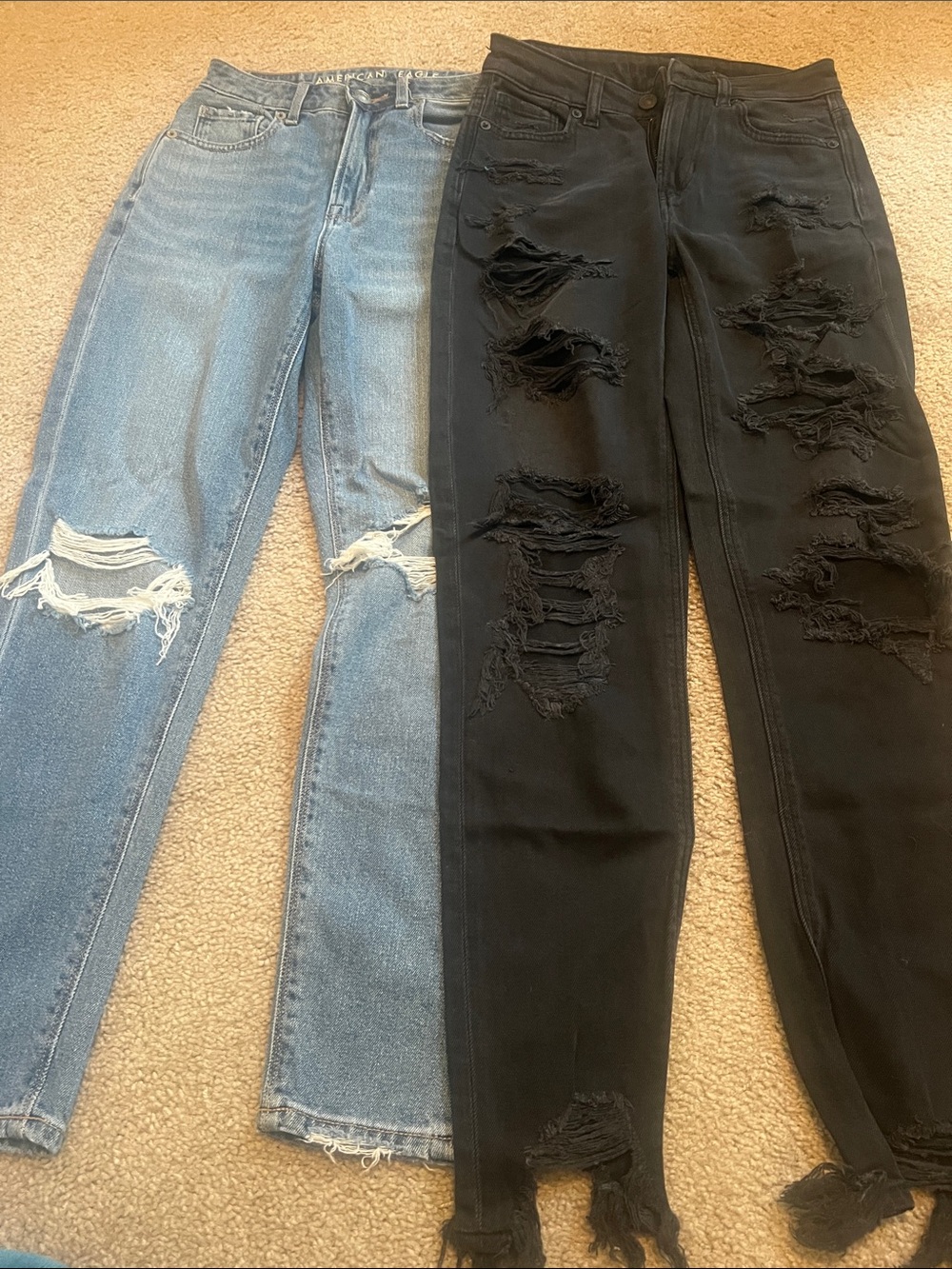 American Eagle Outfitters Women’s Skinny Ripped Jeans - Light Blue & Black